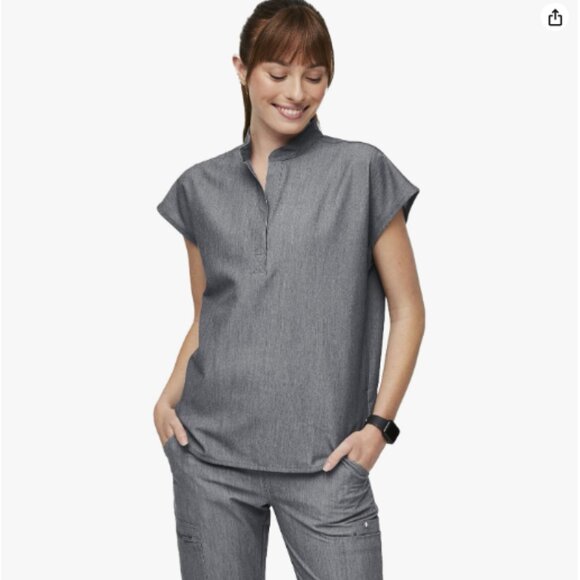 FIGS Rafaela Oversized Scrub Top for Women — Graphite, M - Picture 1 of 5